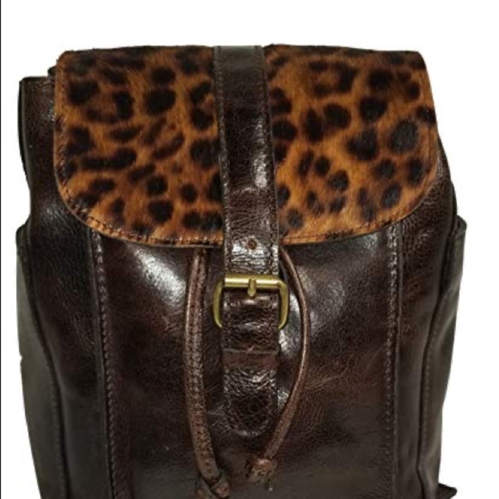 Patricia Nash Leopard Calfhair Aberdeen Backpack